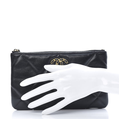 Chanel Shiny Goatskin Quilted 19 Cosmetic Case Black 2 of 8