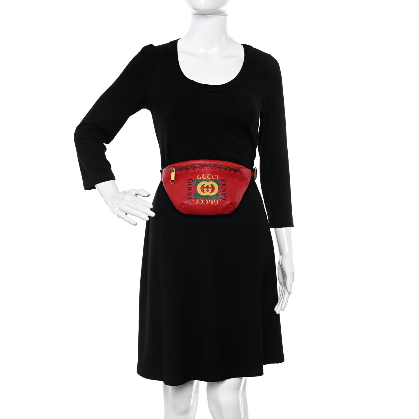 Grained Calfskin Small Logo Belt Bag Hibiscus Red