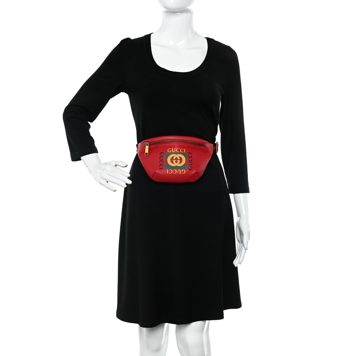 Gucci Grained Calfskin Small Logo Belt Bag Hibiscus Red 2 of 13