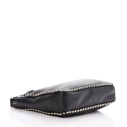 Valentino Garavani Pebbled Calfskin Large Rockstud Flip-Lock Messenger Bag Black 4 of 7