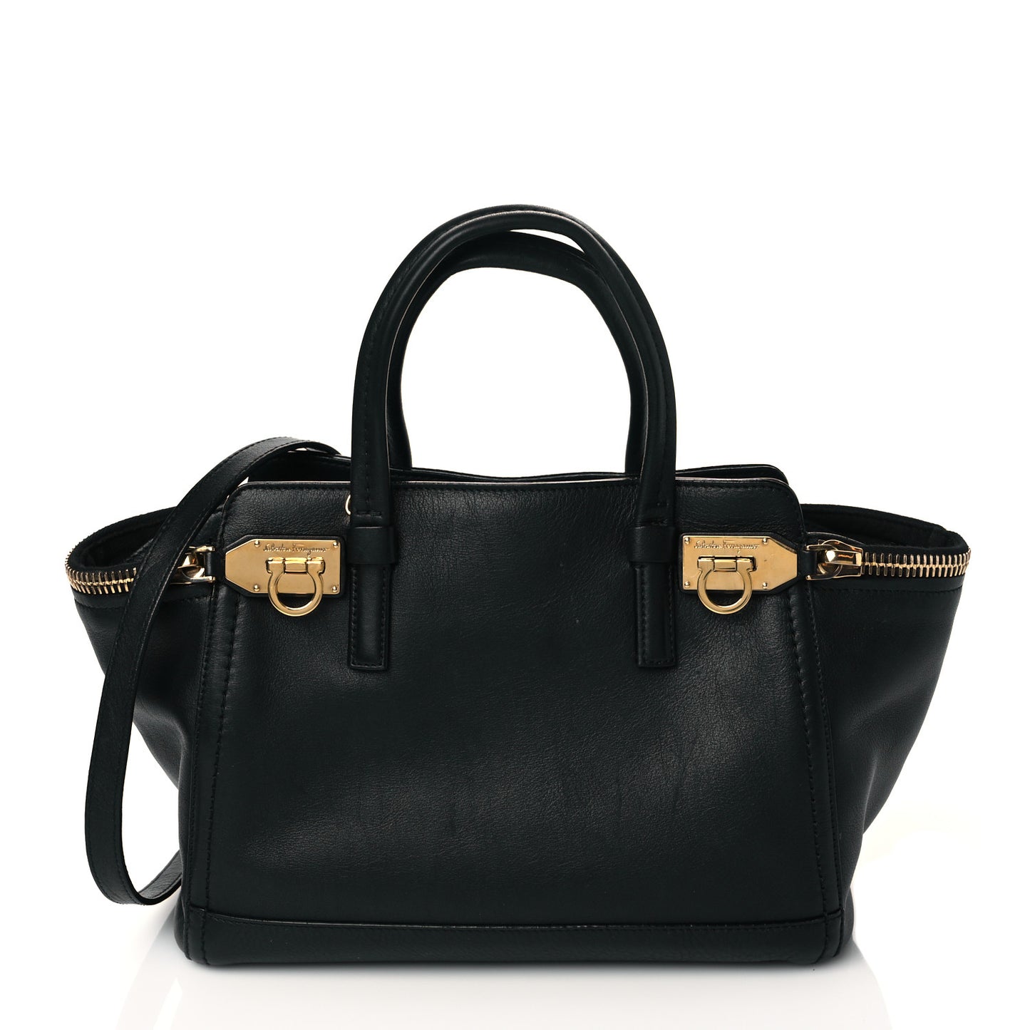 Calfskin Small Verve Double Zip Tote Black
