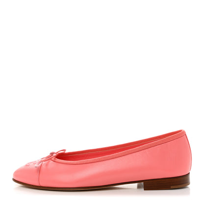 Chanel Goatskin Cap Toe CC Ballerina Flats 38 Pink 1 of 9