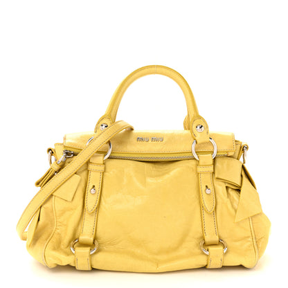 Miu Miu Vitello Lux Mini Bow Bag Polline 1 of 18