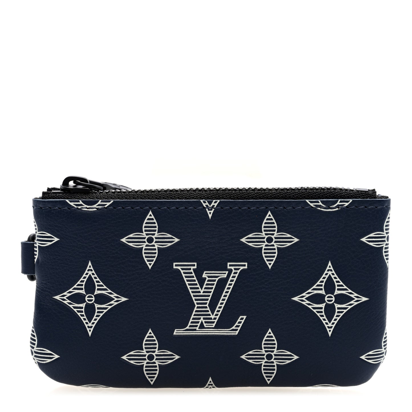 Calfskin Monogram Shadow Trio Messenger Key Pouch Ink Blue White