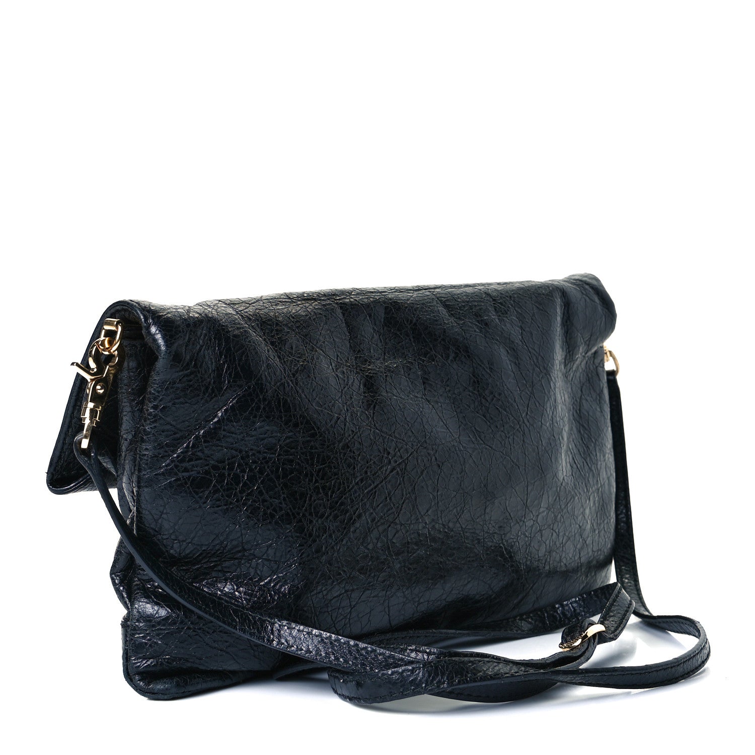 Balenciaga Agneau Giant 12 Gold Hardware Envelope Strap Clutch Black 2 of 7