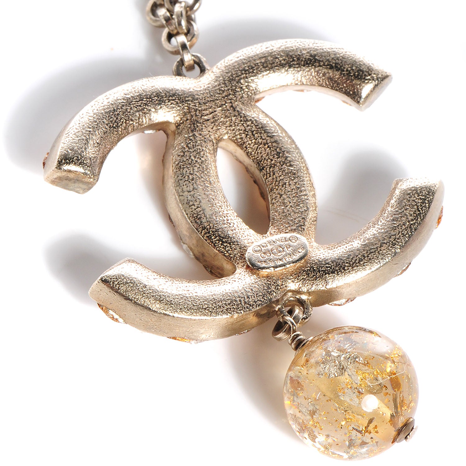 Chanel Crystal Large CC Beaded Drop Necklace Gold 6 of 6