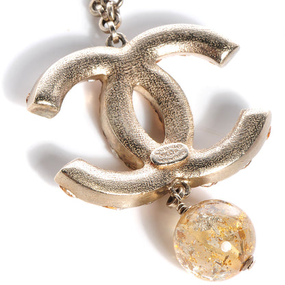Chanel Crystal Large CC Beaded Drop Necklace Gold 6 of 6