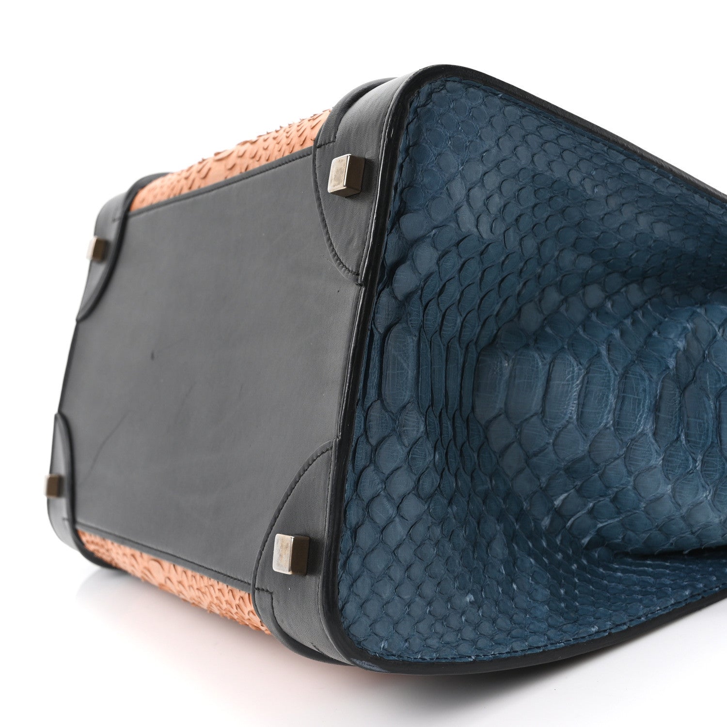Celine Snakeskin Mini Tri-Color Luggage Blue Brown Multicolor