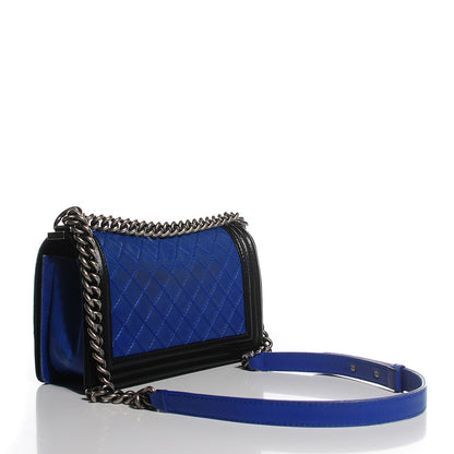 Chanel Lambskin Quilted Medium Boy Flap Black Blue 3 of 9