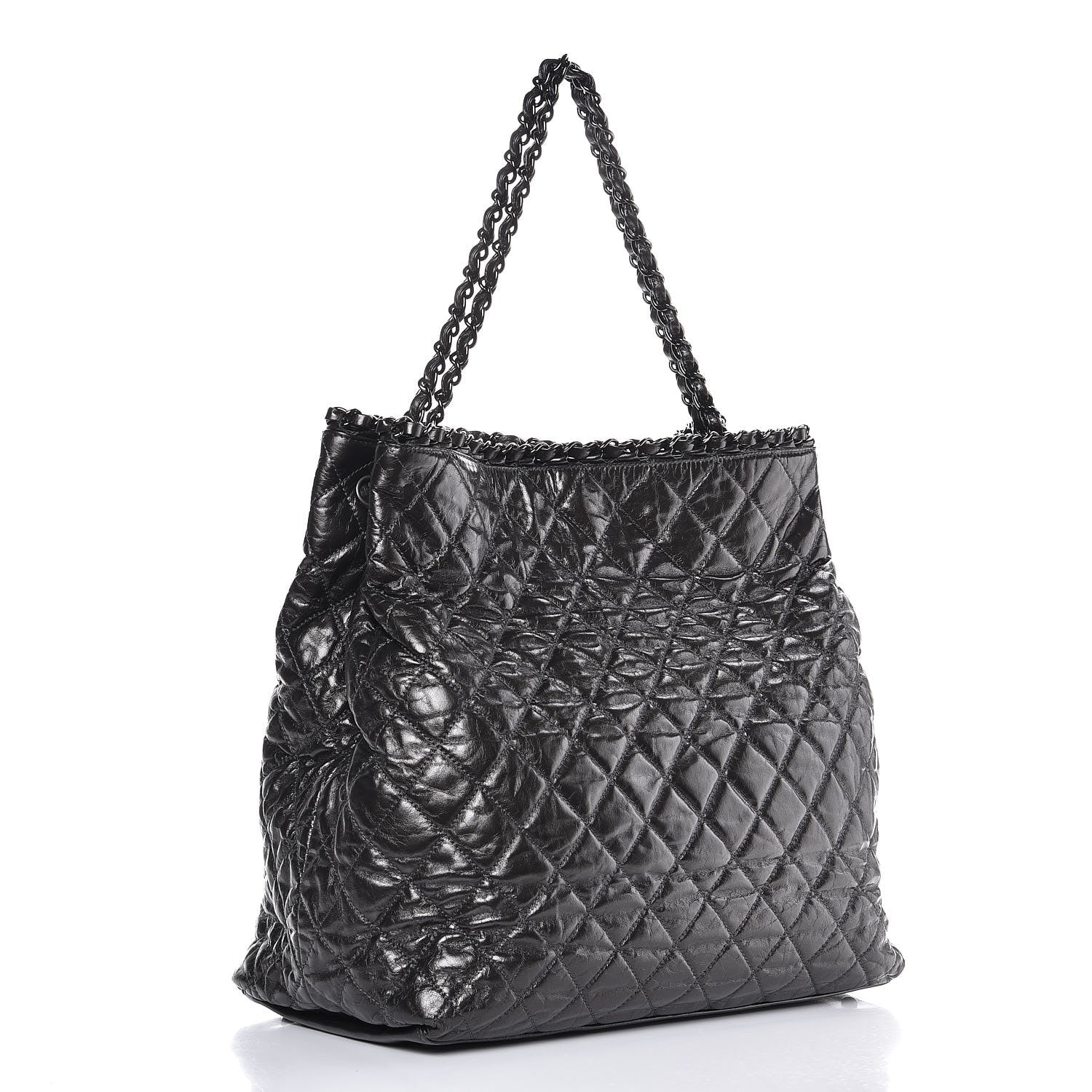 Chanel Glazed Calfskin Quilted Large Chain Me Tote Dark Grey 3 of 7