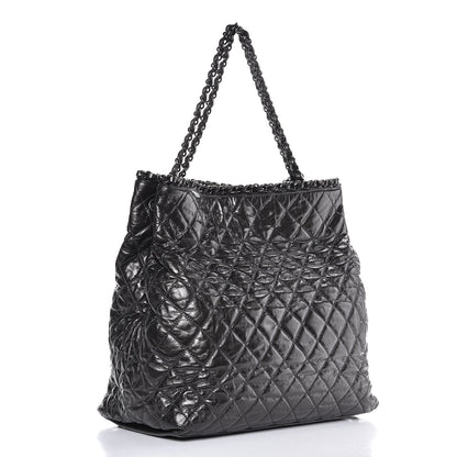 Chanel Glazed Calfskin Quilted Large Chain Me Tote Dark Grey 3 of 7