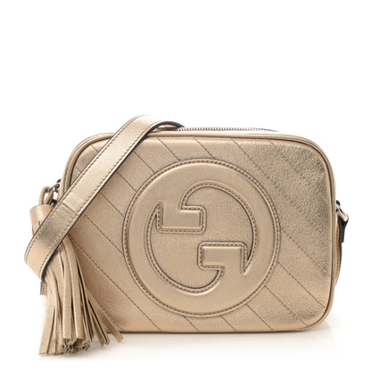 Gucci Metallic Sakai Be Green Calfskin Diagonal Stitched Small Blondie Shoulder Bag Golden Beige 1 of 10