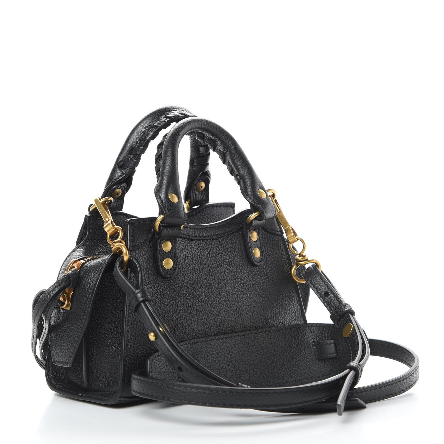 Balenciaga Grained Calfskin Neo Classic Gold Hardware Nano City Crossbody Black 3 of 11