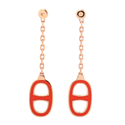 Hermes Rose Gold Lacquered Farandole Drop Earrings Orange Fonce 1 of 3