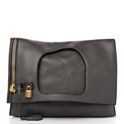 Tom Ford Ramskin Large Alix Padlock Zip Shoulder Bag Grey 4 of 12