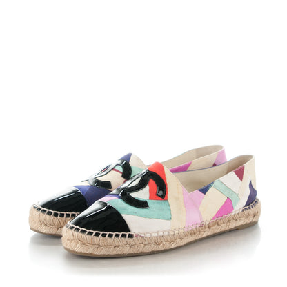 Chanel Fabric Striped Patent CC Espadrilles 40 Multicolor Black 3 of 8