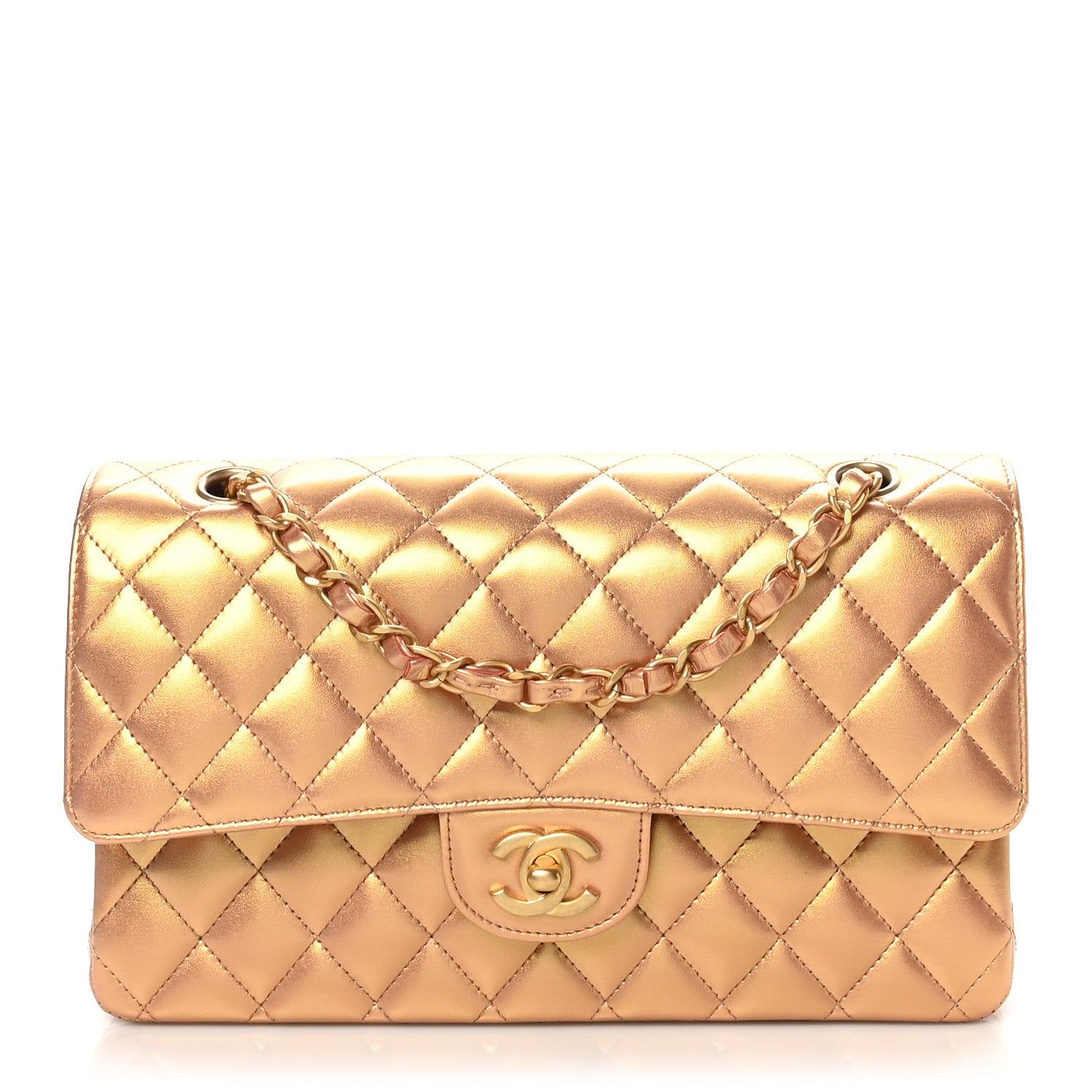 Chanel Metallic Lambskin Quilted Medium Double Flap Golden 1 of 11