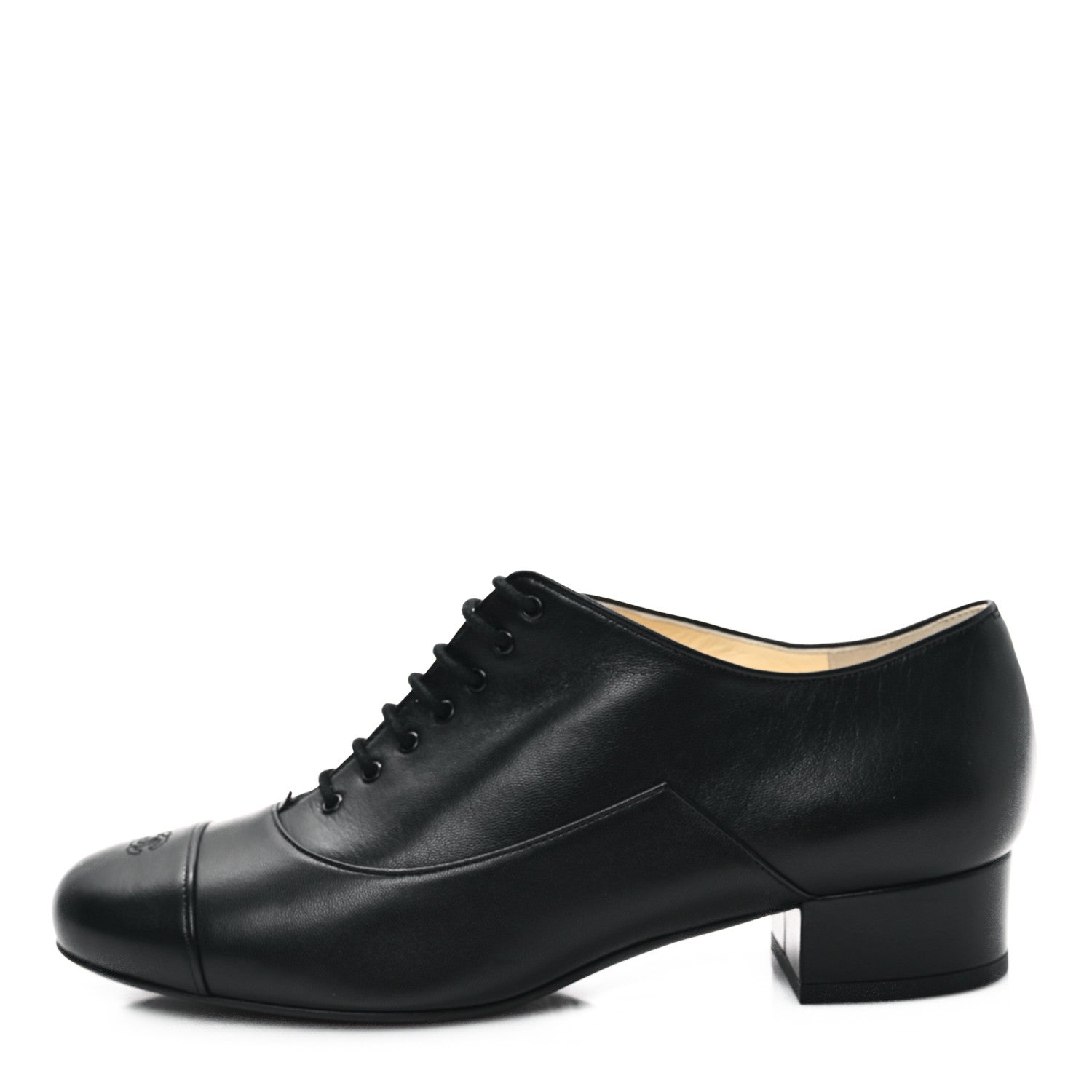 Chanel Smooth Lambskin Lace Up Shoes 39 Black 1 of 7
