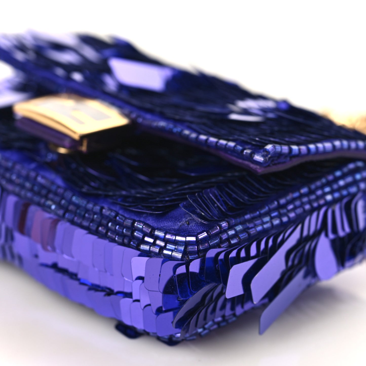 Sequin Paillettes Shiny Nappa Sex and the City Nano Baguette Charm Viola Purple Rain