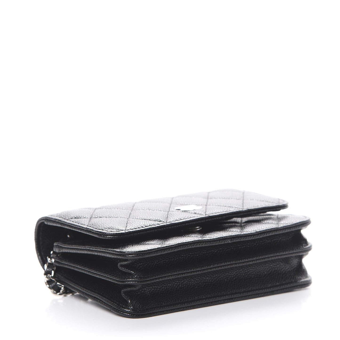 Caviar Quilted Mini Wallet On Chain WOC Black