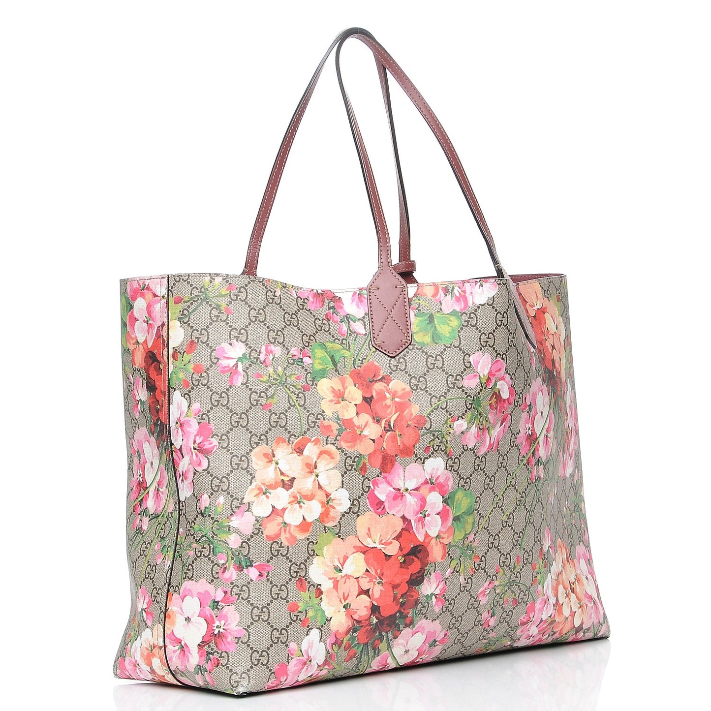 GG Supreme Monogram Blooms Large Reversible Tote Beige Multicolor Dry Rose