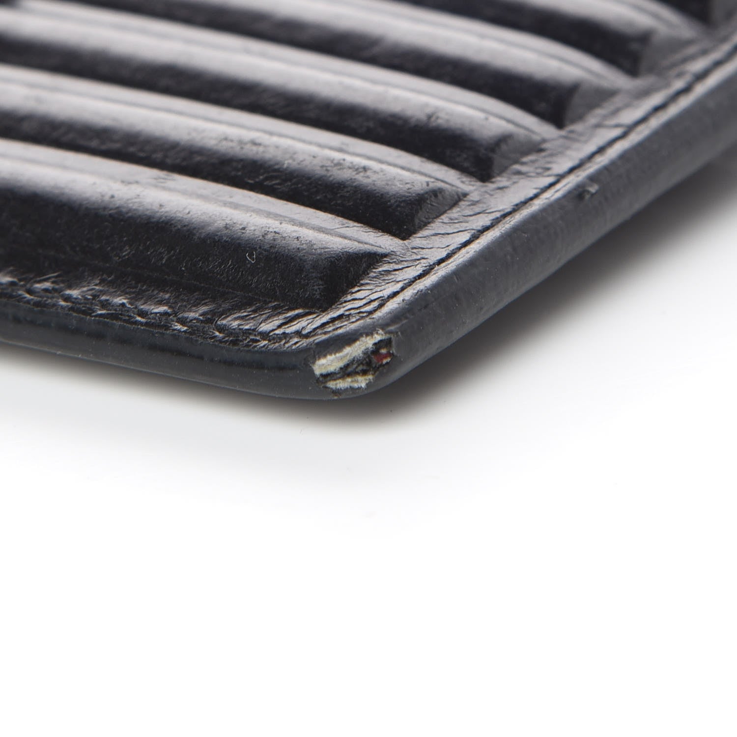 Saint Laurent Ribbed Calfskin Opium Monogram Credit Card Case Black 9 of 12