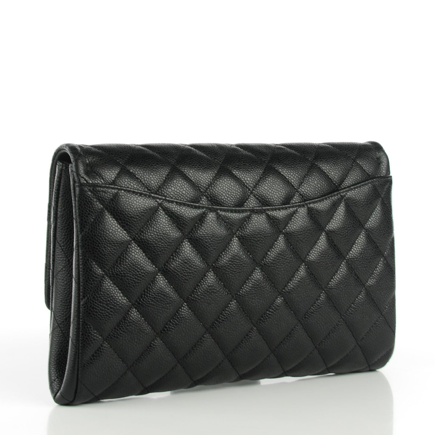 Caviar Quilted Clutch With Chain Flap Black