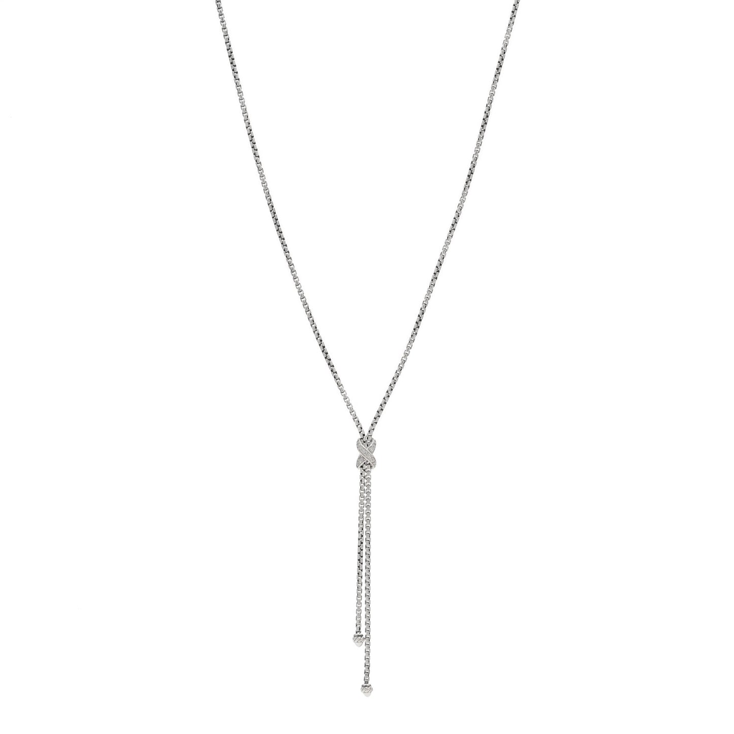 Sterling Silver Diamond Petite X Lariat Necklace