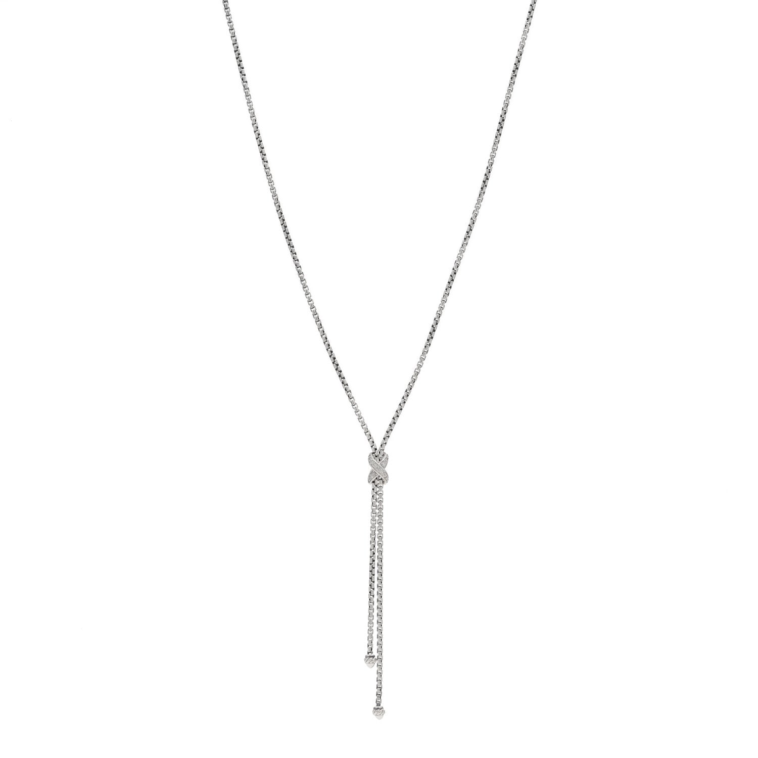 David Yurman Sterling Silver Diamond Petite X Lariat Necklace 2 of 3