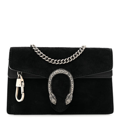 Gucci Suede Super Mini Dionysus Shoulder Bag Black 1 of 10