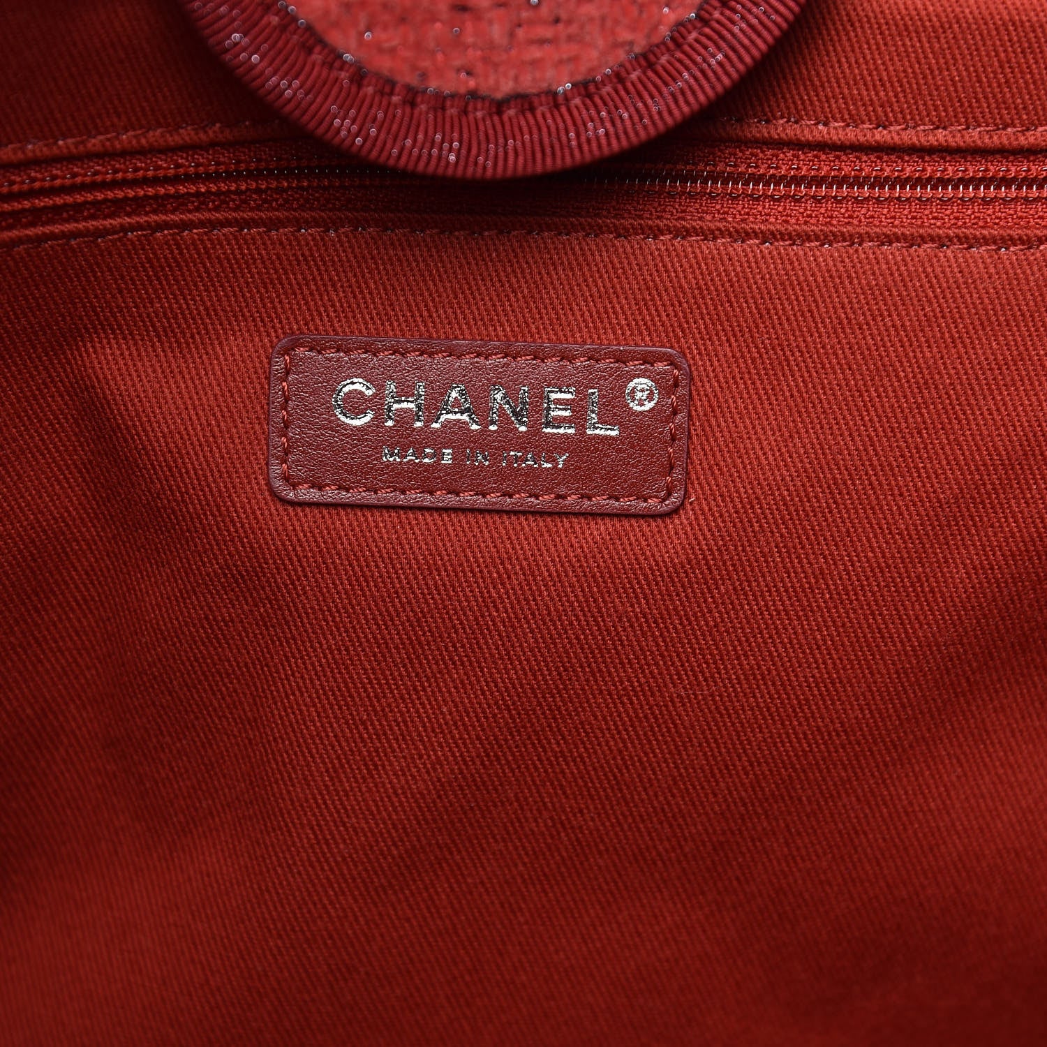 Chanel Lurex Boucle Large Deauville Tote Red 7 of 10