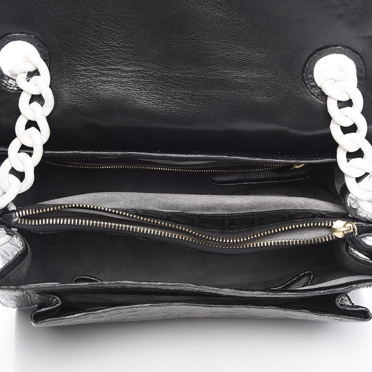 Crocodile Chain Flap Bag Black