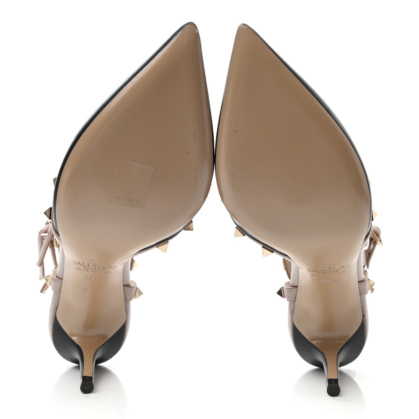 Calfskin Nappa Rockstud Ankle Strap 65mm Pumps 36.5 Black Poudre