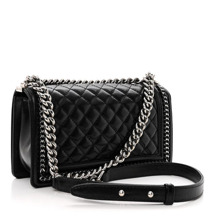 Chanel Glazed Calfskin Quilted Medium Chain Around Boy Flap Black 3 of 10