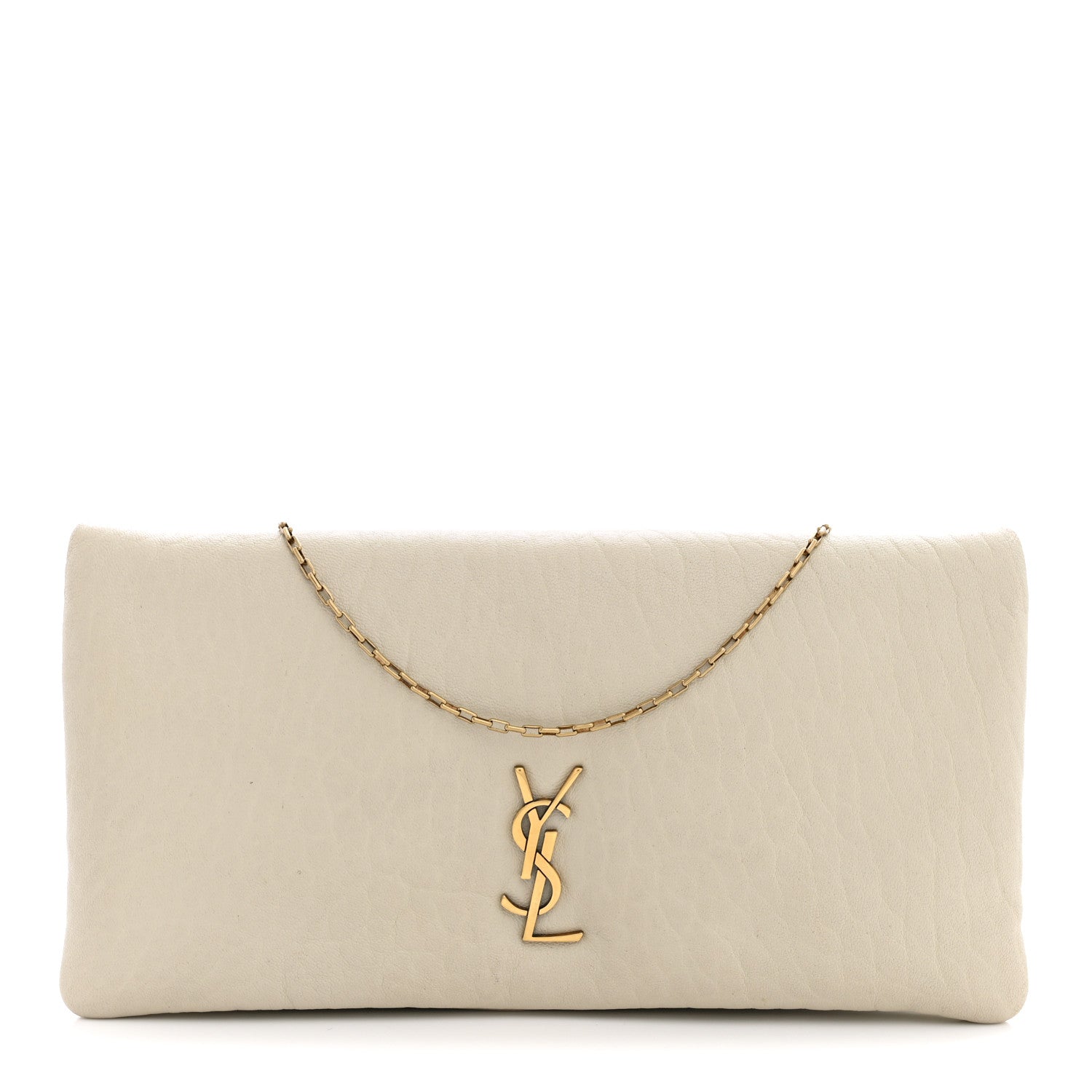 Saint Laurent Padded Lambskin Mini Calypso Wallet On Chain WOC Crema Soft 1 of 11