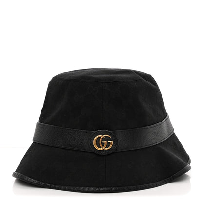 Gucci Monogram Textured Dollar Calfskin GG Jago Bucket Hat XL Black 2 of 16