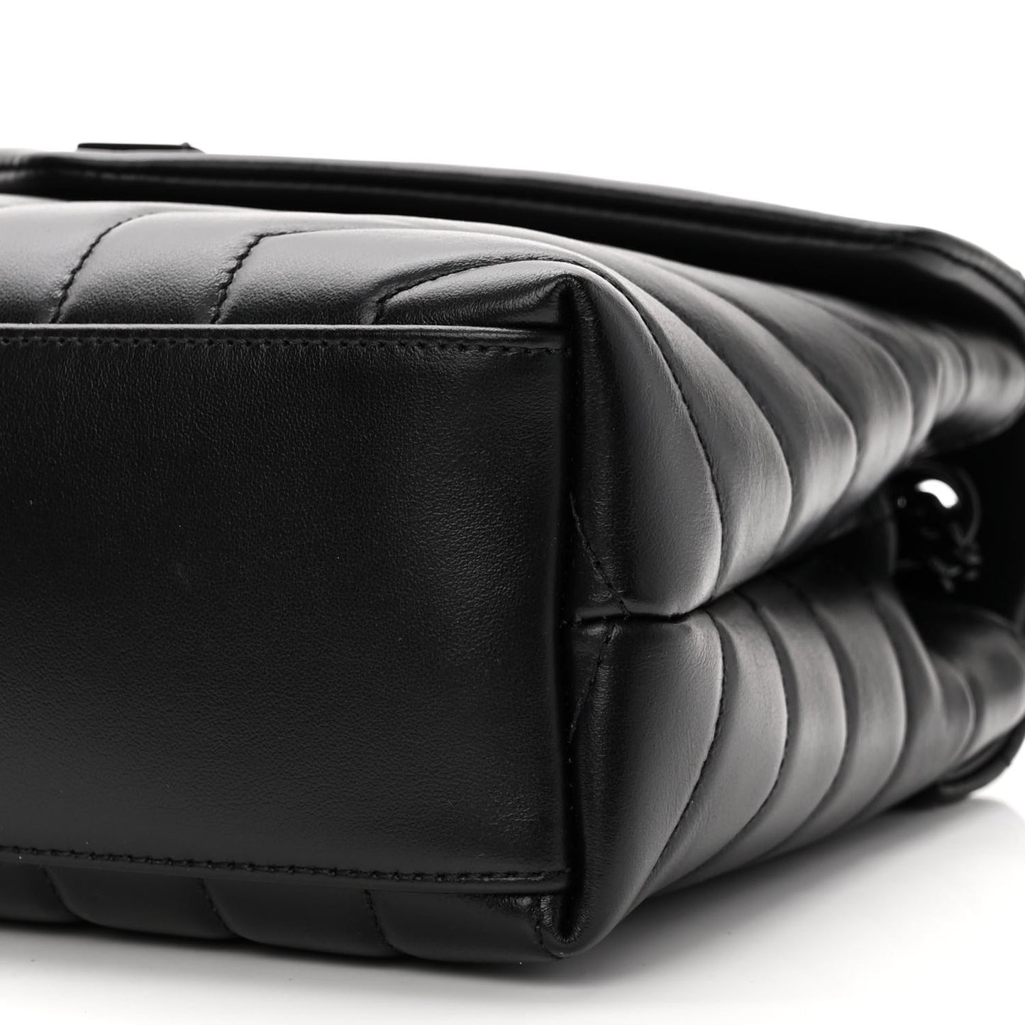 Calfskin Y Quilted Monogram Monochrome Small Loulou Chain Satchel Black