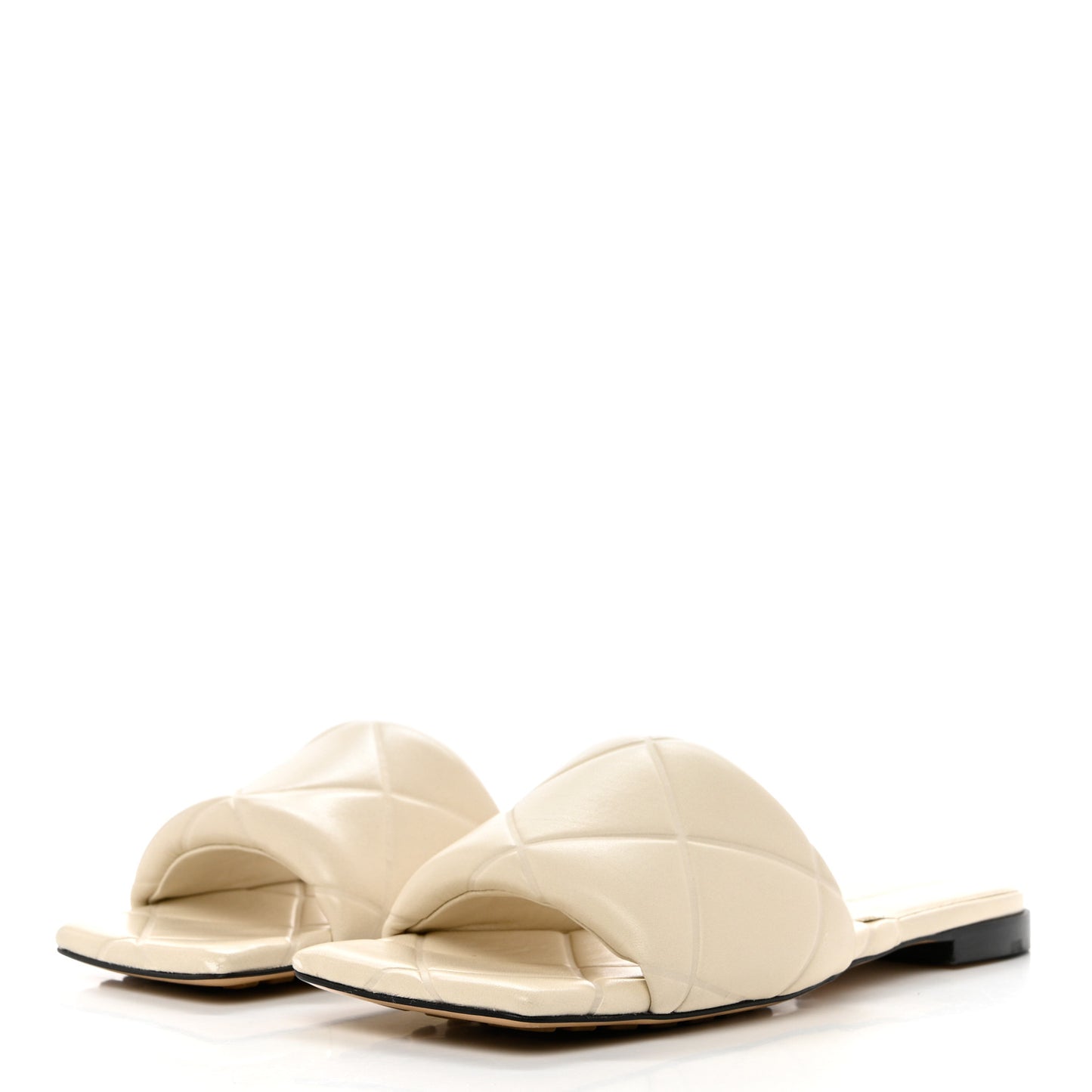 Nappa Quilted Rubber Lido Flat Sandals 37.5 Sea Salt