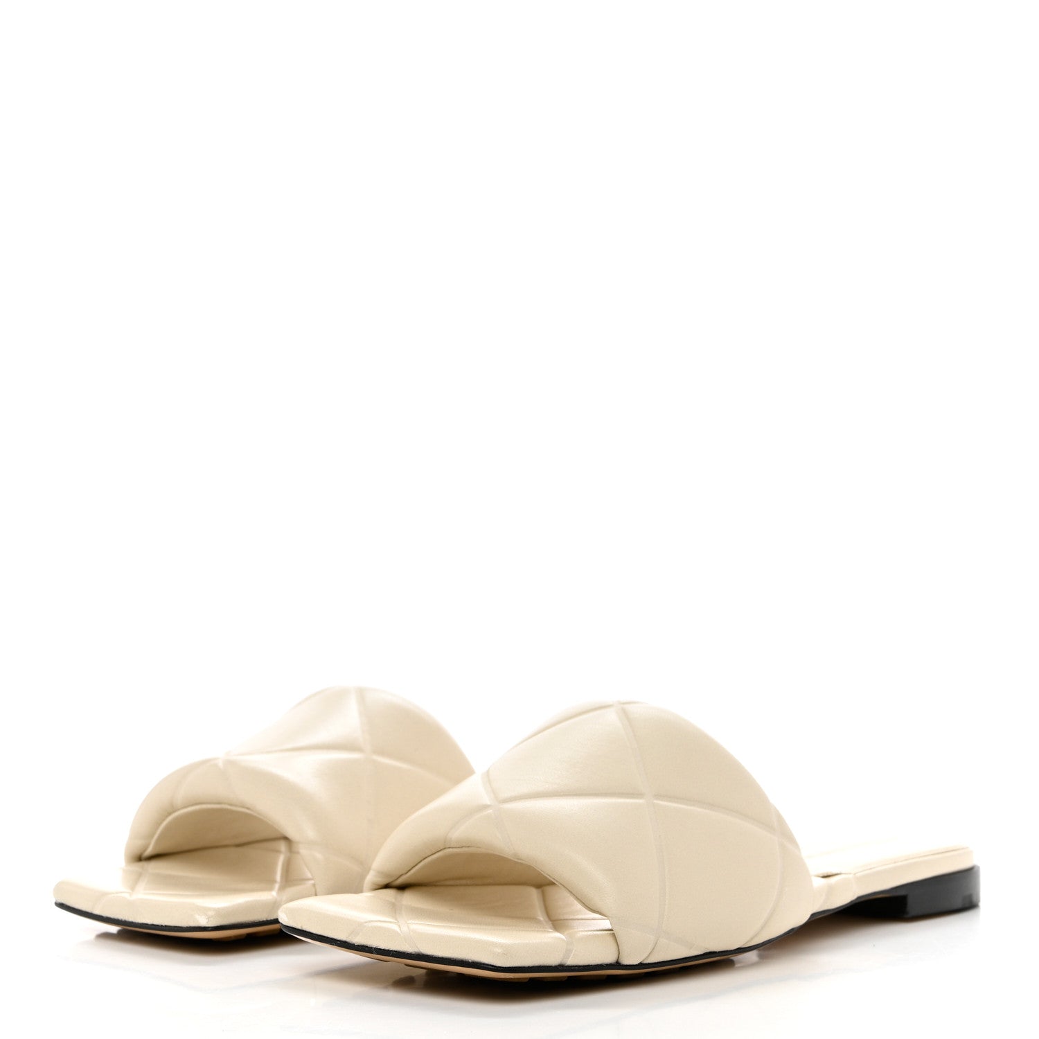 Bottega Veneta Nappa Quilted Rubber Lido Flat Sandals 37.5 Sea Salt 3 of 7