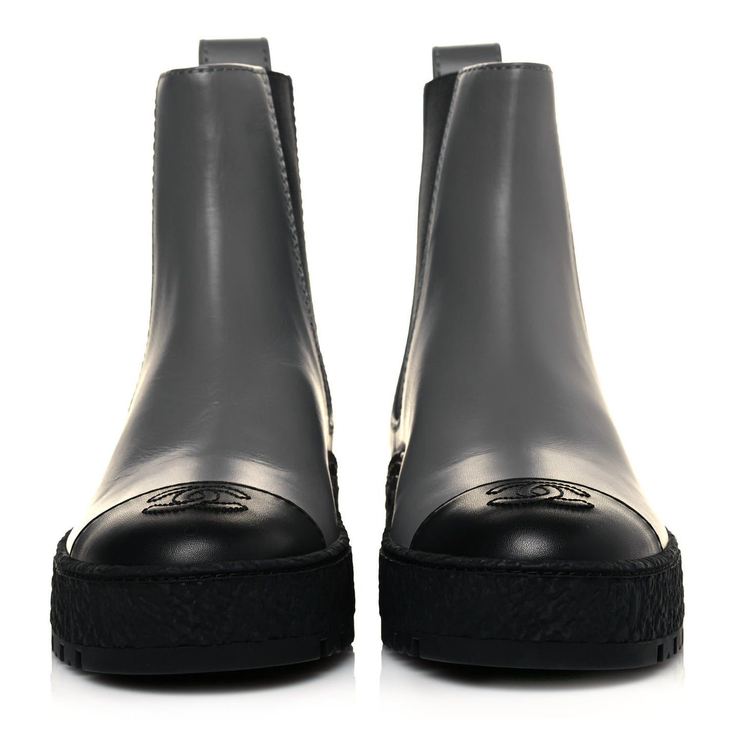 Calfskin Cap Toe CC Ankle Boots 37 Grey Black