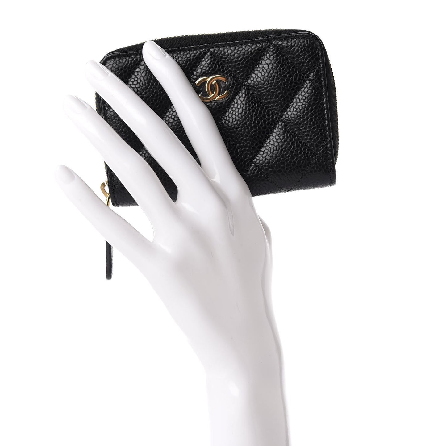Caviar Quilted Zip Coin Purse Black