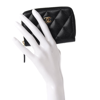 Chanel Caviar Quilted Zip Coin Purse Black 2 of 9