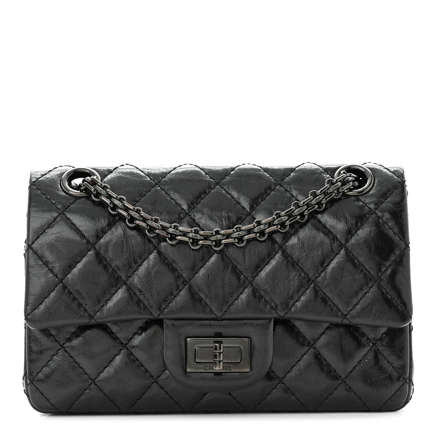 Aged Calfskin Quilted 2.55 Reissue 224 Flap So Black