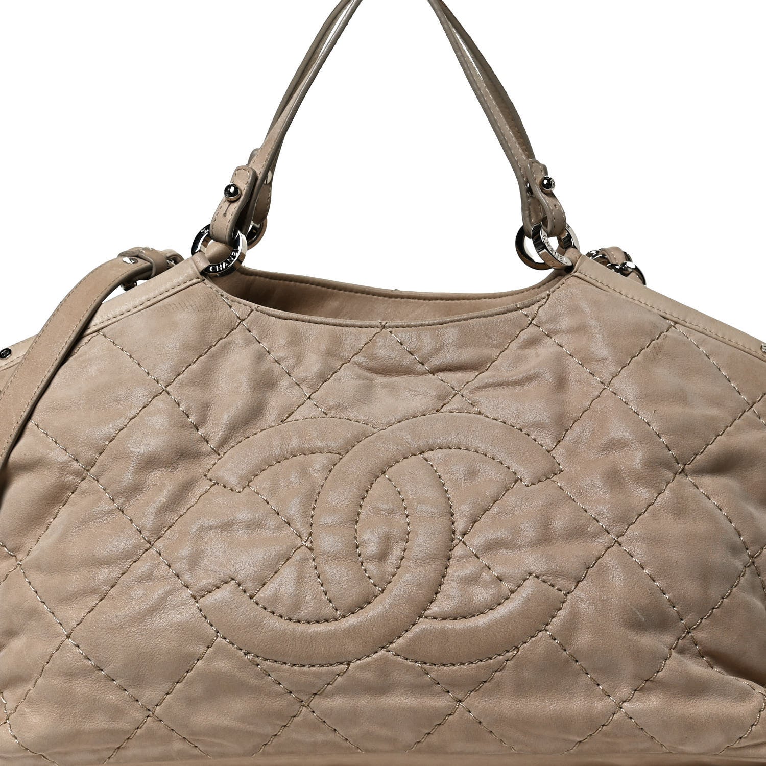 Chanel Iridescent Calfskin Quilted Small Sea Hit Tote Beige 8 of 10