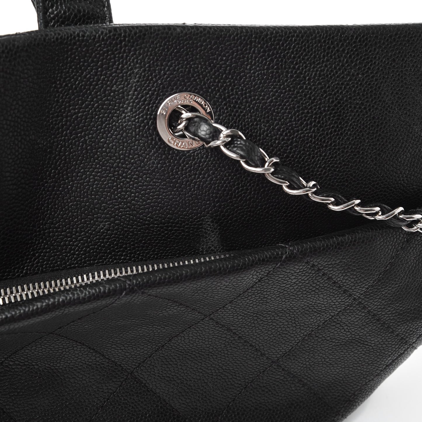 Caviar Quilted Large CC Tote Black