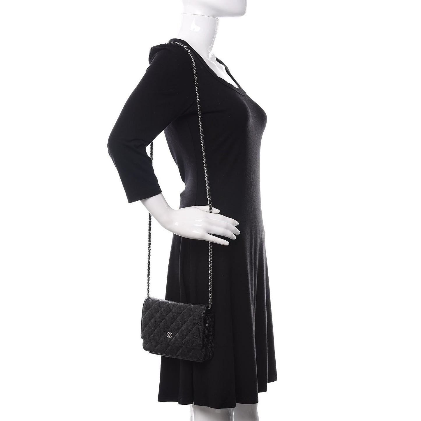 Caviar Quilted Wallet On Chain WOC Black