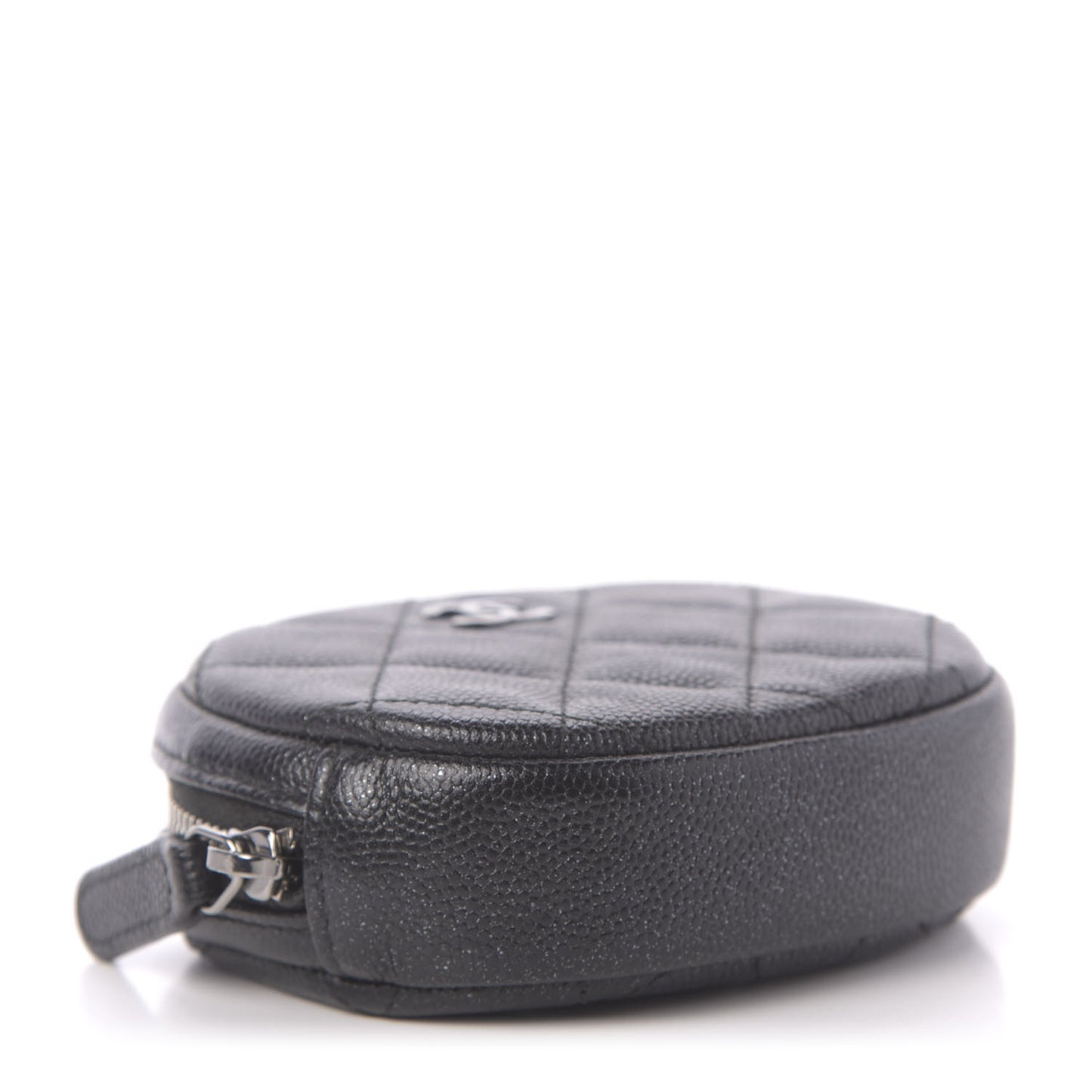 Iridescent Caviar Quilted Zip Around Classic Coin Purse Black