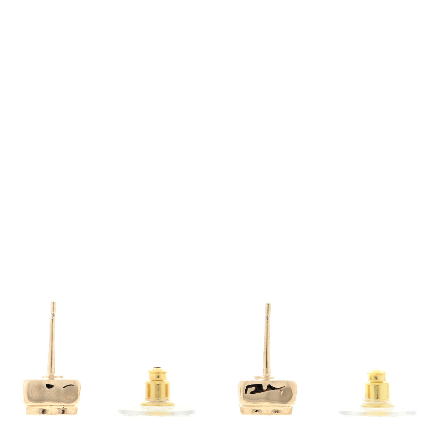 Metal Crystal Mini Square CC Earrings Gold