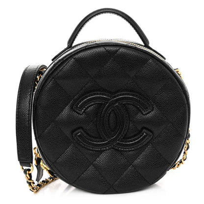 Chanel Caviar Quilted Small Round Vanity With Chain Black 1 of 10
