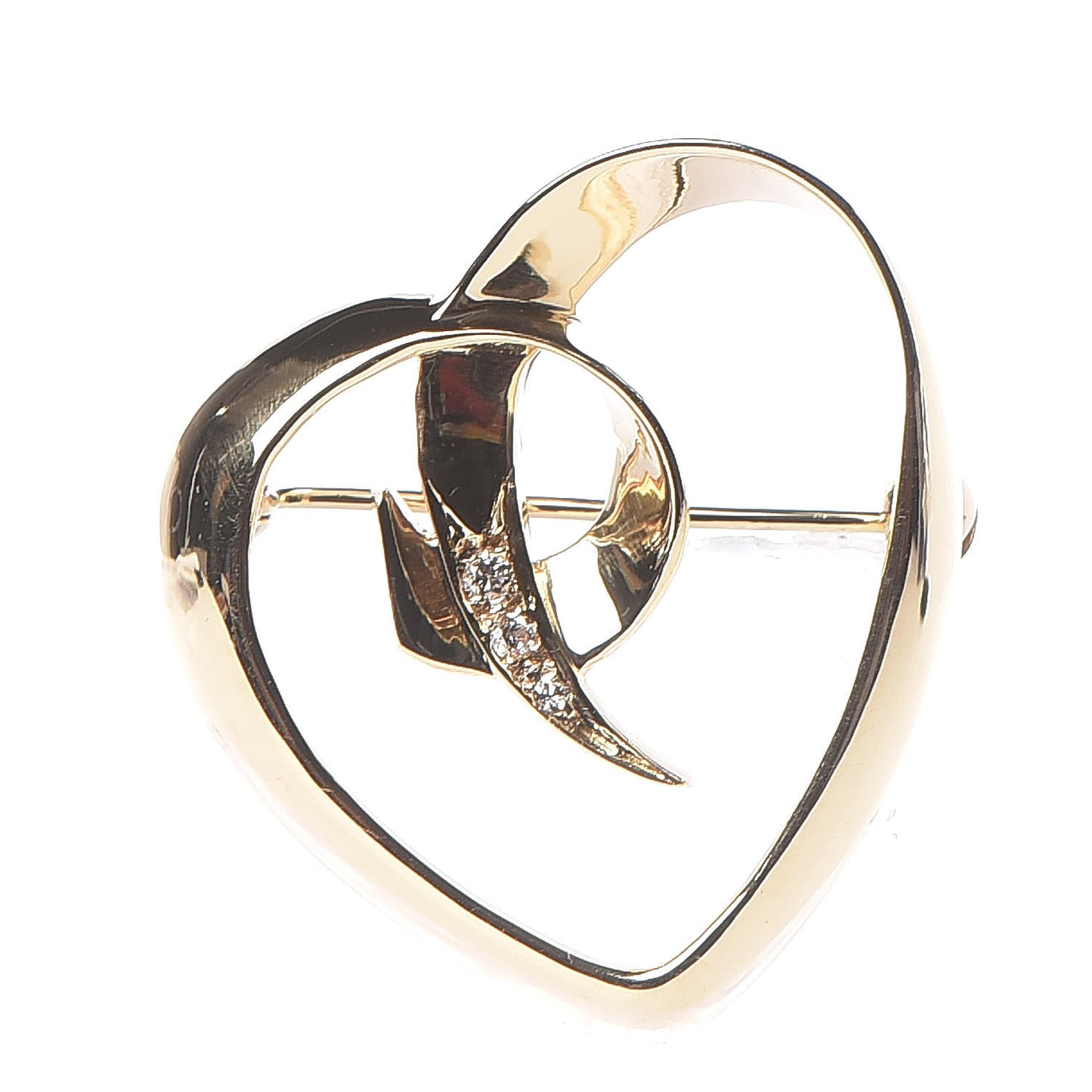 18K Yellow Gold Diamond Paloma Picasso Heart Pin Brooch